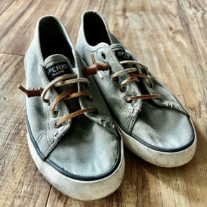 Sperry • Seacoast Gray Canvas Leather Laces Boat Shoes